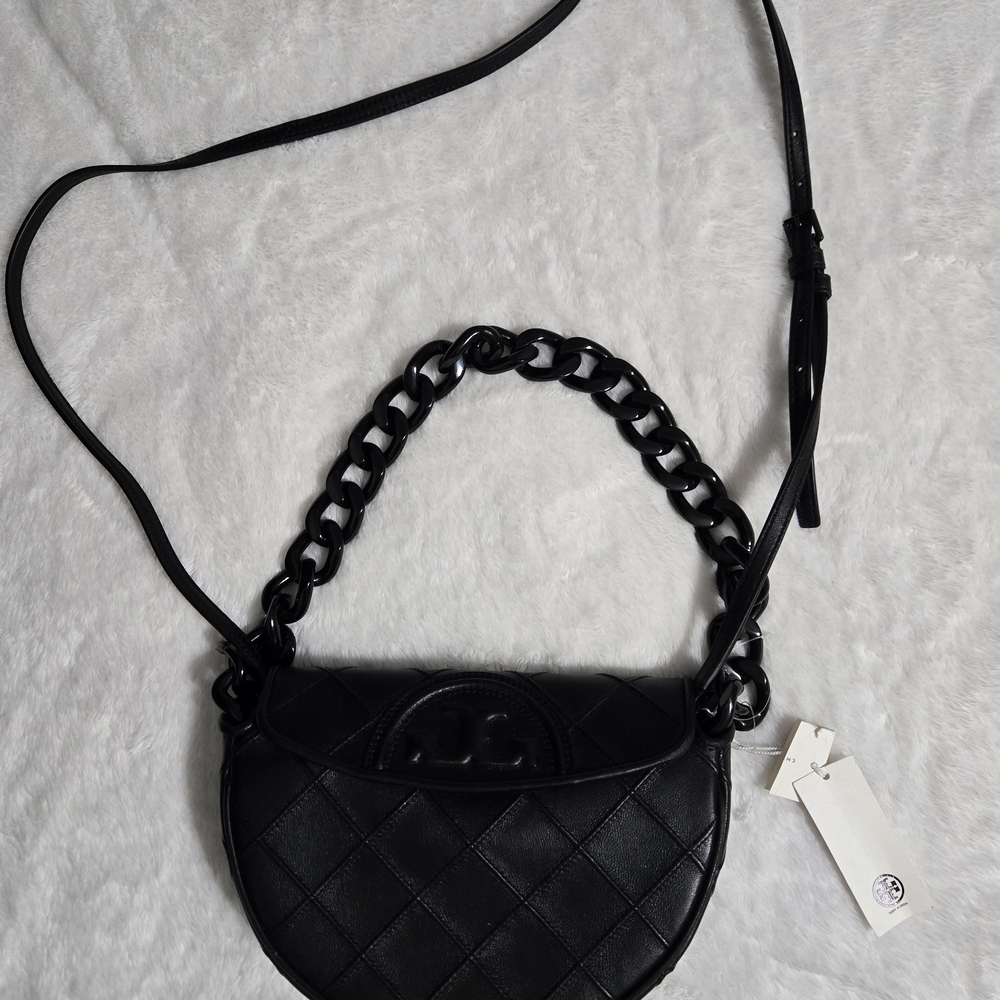 New Tory Burch Mini Fleming Soft Crescant Shoulder Bag $498